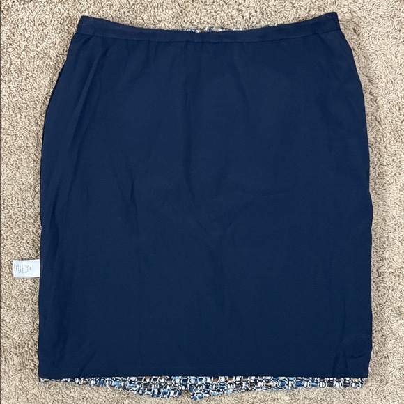 Talbots Mosaic Blue and White Pencil Knee Length Skirt SKU1294 - Picture 10 of 15